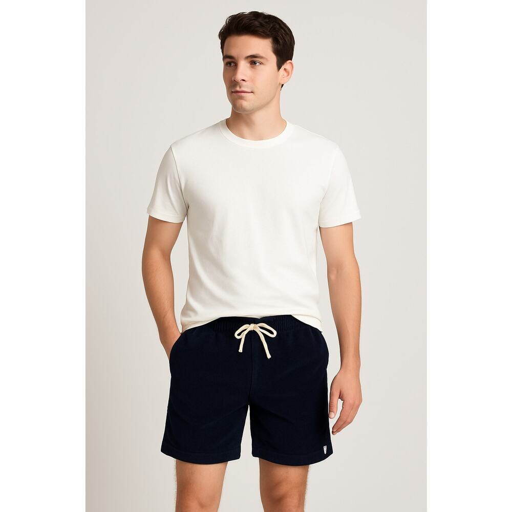 Rowm Men’s Shorts 7” Size XXL Drawstring Elastic Waist Pockets Blue Cotton